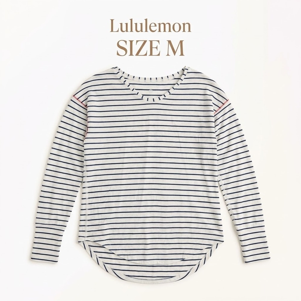 Lululemon Striped Long Sleeve Shirt Top Women M  Athleisure